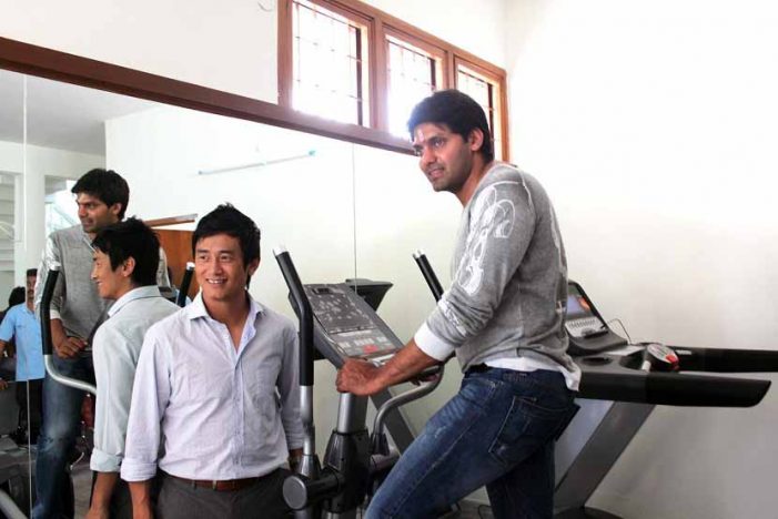 Aarya & Baichung Bhutia @ Sparrc Hyderabad Aarya & Baichung Bhutia Launching Sparrc Institute Hyderabad